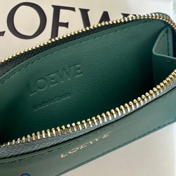 Loewe-羅意威 香根草 / 水色亮面納帕牛皮革繩結硬幣卡包