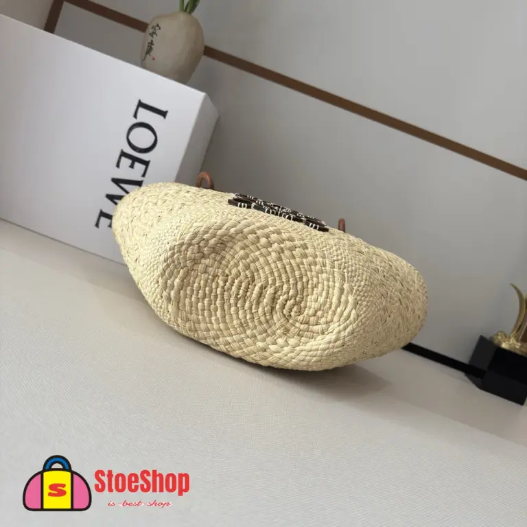 Loewe-羅意威 自然色 / 棕褐色小號伊拉卡棕櫚 Anagram Basket 肩背包