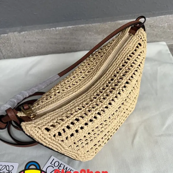 Loewe-羅意威 迷你棕褐色 / 自然沙拉菲草牛皮革 Hammock Hobo 肩背包 12 Loewe-羅意威 迷你棕褐色 / 自然沙拉菲草牛皮革 Hammock Hobo 肩背包