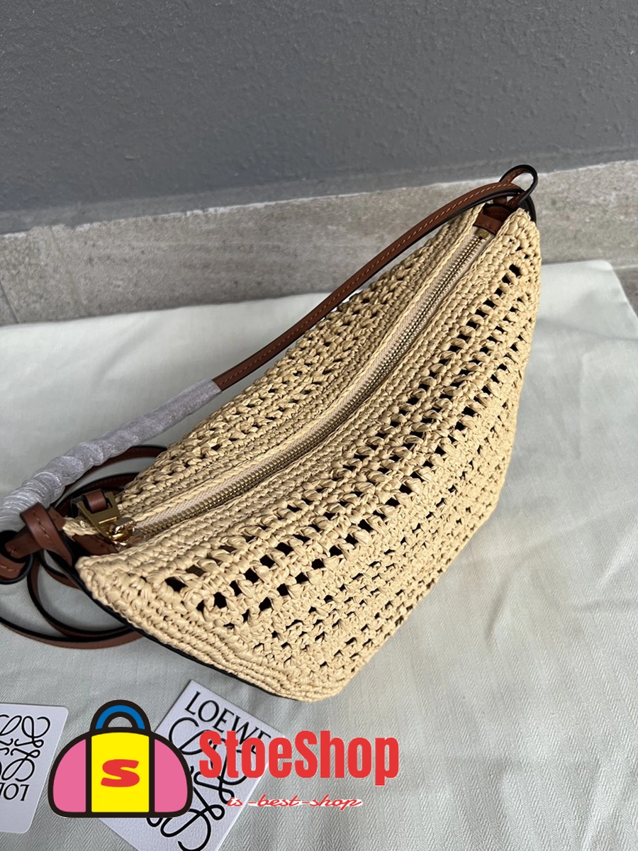 Loewe-羅意威 迷你棕褐色 / 自然沙拉菲草牛皮革 Hammock Hobo 肩背包 3 Loewe-羅意威 迷你棕褐色 / 自然沙拉菲草牛皮革 Hammock Hobo 肩背包