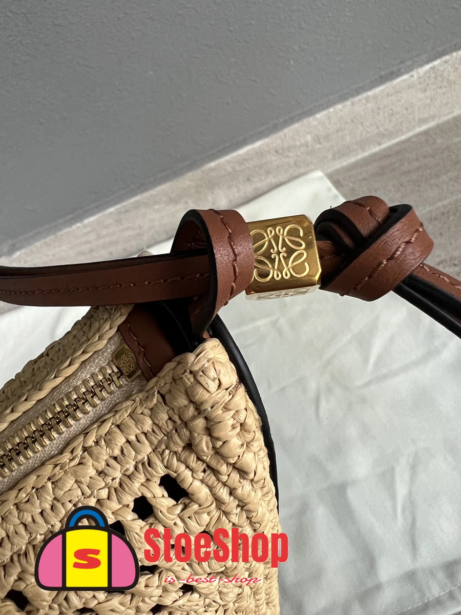 Loewe-羅意威 迷你棕褐色 / 自然沙拉菲草牛皮革 Hammock Hobo 肩背包 4 Loewe-羅意威 迷你棕褐色 / 自然沙拉菲草牛皮革 Hammock Hobo 肩背包