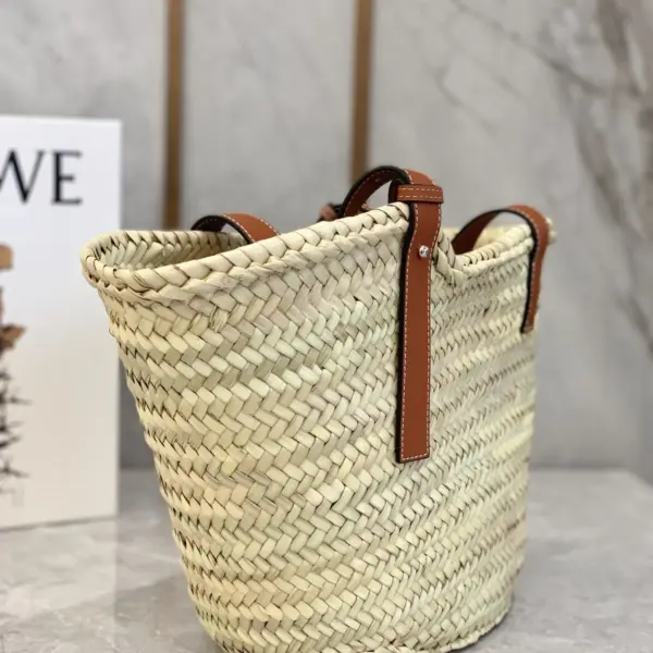 Loewe-羅意威 Basket 系列 自然色 / 棕褐色大號棕櫚葉牛皮革編織袋 12 Loewe-羅意威 Basket 系列 自然色 / 棕褐色大號棕櫚葉牛皮革編織袋