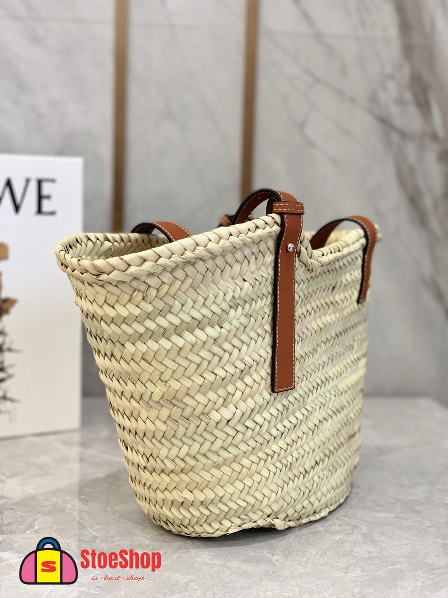 Loewe-羅意威 Basket 系列 自然色 / 棕褐色大號棕櫚葉牛皮革編織袋 5 Loewe-羅意威 Basket 系列 自然色 / 棕褐色大號棕櫚葉牛皮革編織袋