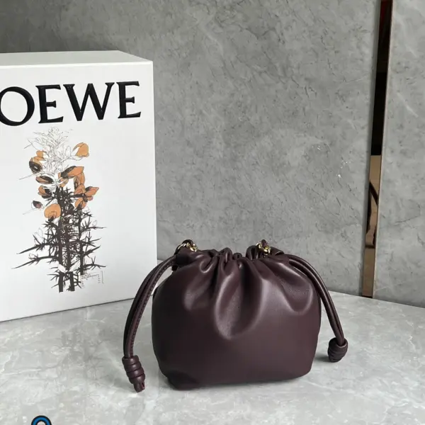 Loewe-羅意威 深酒紅迷你柔軟納帕羊皮革 Flamenco Purse 肩背包