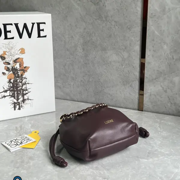 Loewe-羅意威 深酒紅迷你柔軟納帕羊皮革 Flamenco Purse 肩背包