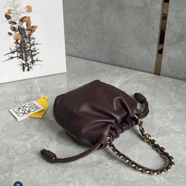 Loewe-羅意威 深酒紅迷你柔軟納帕羊皮革 Flamenco Purse 肩背包