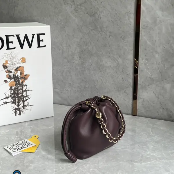 Loewe-羅意威 深酒紅迷你柔軟納帕羊皮革 Flamenco Purse 肩背包