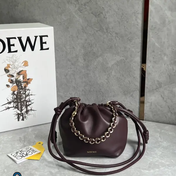 Loewe-羅意威 深酒紅迷你柔軟納帕羊皮革 Flamenco Purse 肩背包