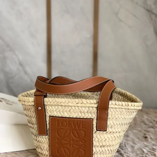 Loewe-羅意威 自然色 / 棕褐色小號棕櫚葉 Basket 編織袋