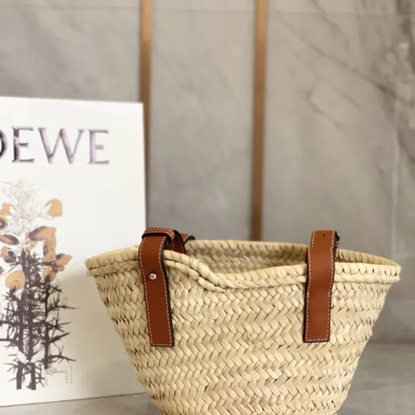 Loewe-羅意威 自然色 / 棕褐色小號棕櫚葉 Basket 編織袋