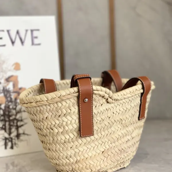 Loewe-羅意威 自然色 / 棕褐色小號棕櫚葉 Basket 編織袋