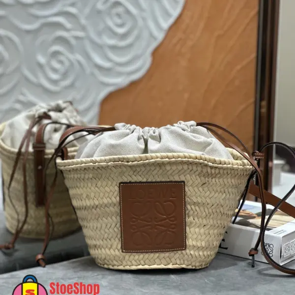 Loewe-羅意威 自然色 / 棕褐色棕櫚葉牛皮革抽繩肩背水桶包 11 Loewe-羅意威 自然色 / 棕褐色棕櫚葉牛皮革抽繩肩背水桶包
