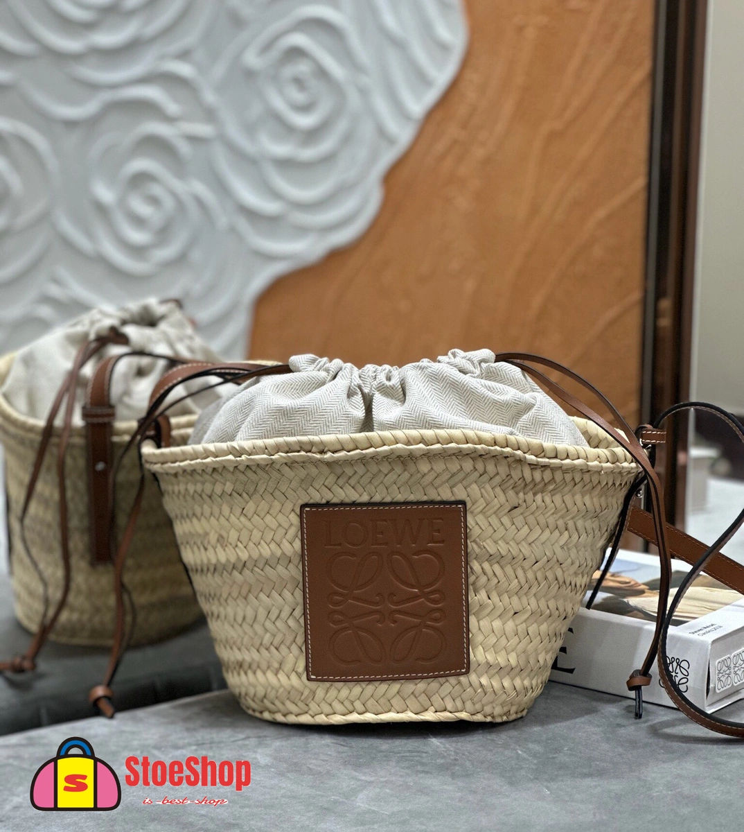 Loewe-羅意威 自然色 / 棕褐色棕櫚葉牛皮革抽繩肩背水桶包 2 Loewe-羅意威 自然色 / 棕褐色棕櫚葉牛皮革抽繩肩背水桶包