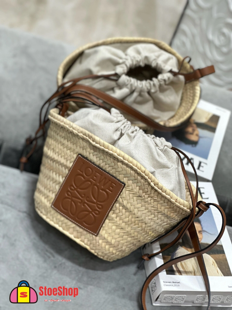 Loewe-羅意威 自然色 / 棕褐色棕櫚葉牛皮革抽繩肩背水桶包 3 Loewe-羅意威 自然色 / 棕褐色棕櫚葉牛皮革抽繩肩背水桶包
