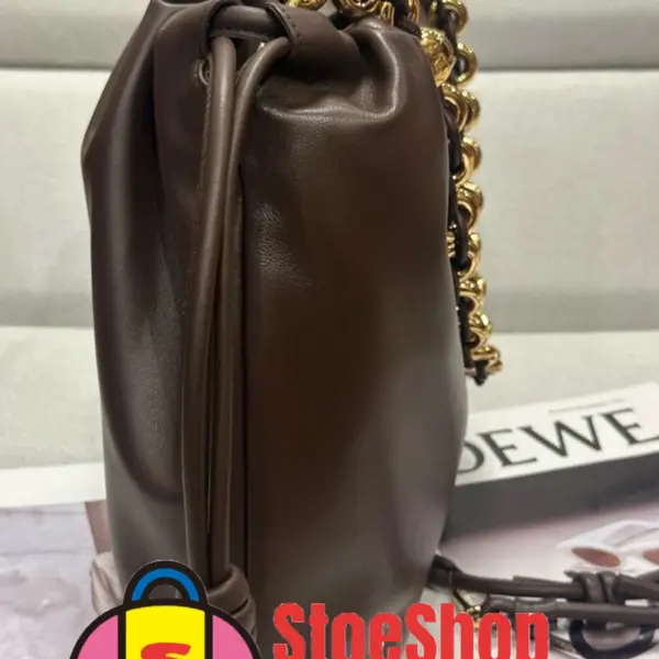 Loewe-羅意威 Flamenco Purse 系列 布朗尼深棕大號柔軟納帕羊皮革手拿包