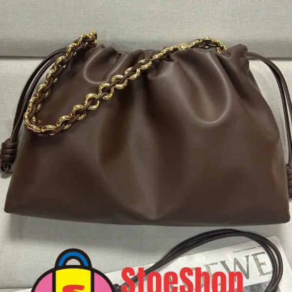 Loewe-羅意威 Flamenco Purse 系列 布朗尼深棕大號柔軟納帕羊皮革手拿包