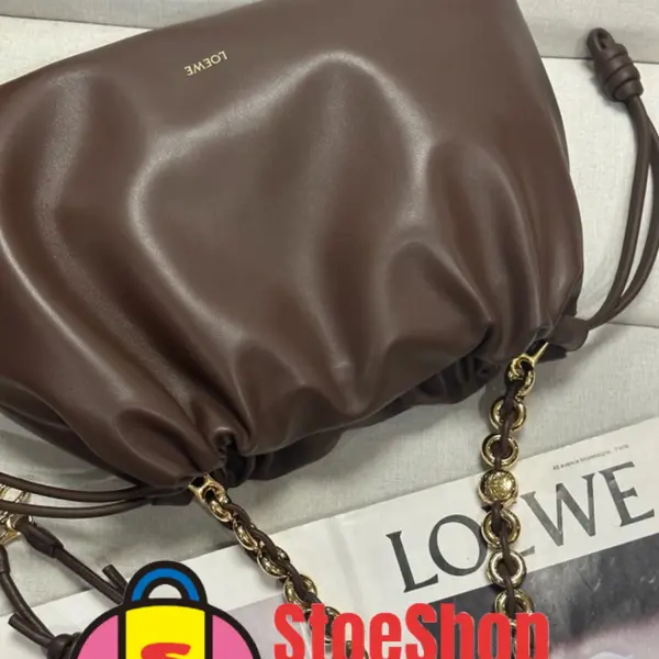 Loewe-羅意威 Flamenco Purse 系列 布朗尼深棕大號柔軟納帕羊皮革手拿包