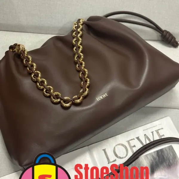 Loewe-羅意威 Flamenco Purse 系列 布朗尼深棕大號柔軟納帕羊皮革手拿包