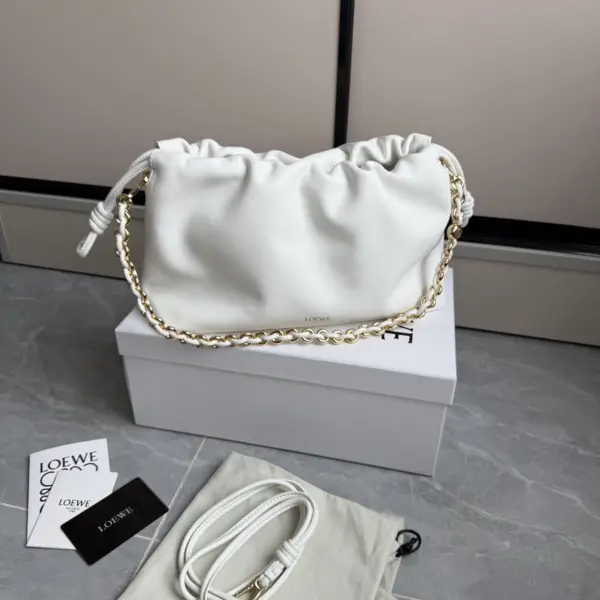 Loewe-羅意威 Flamenco 系列中號銀灰色肩背手袋 柔軟納帕羊皮革