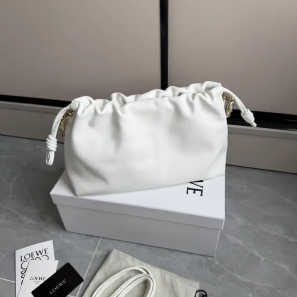Loewe-羅意威 Flamenco 系列中號銀灰色肩背手袋 柔軟納帕羊皮革