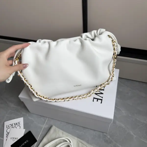 Loewe-羅意威 Flamenco 系列中號銀灰色肩背手袋 柔軟納帕羊皮革