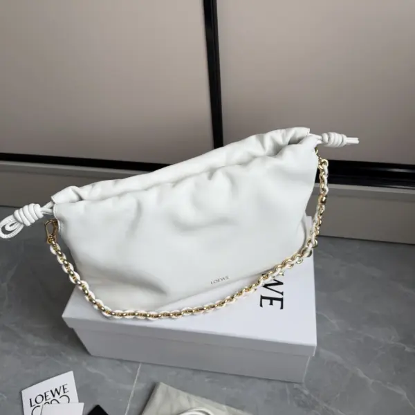 Loewe-羅意威 Flamenco 系列中號銀灰色肩背手袋 柔軟納帕羊皮革