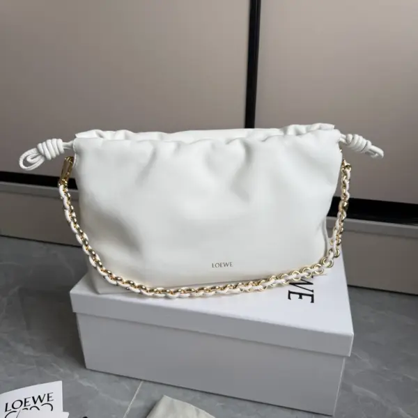 Loewe-羅意威 Flamenco 系列中號銀灰色肩背手袋 柔軟納帕羊皮革