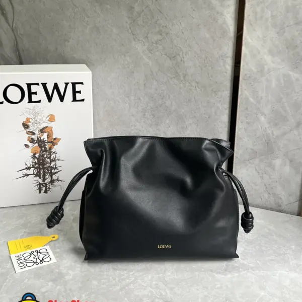 Loewe-羅意威 黑色大號納帕牛皮革 Flamenco 手拿包