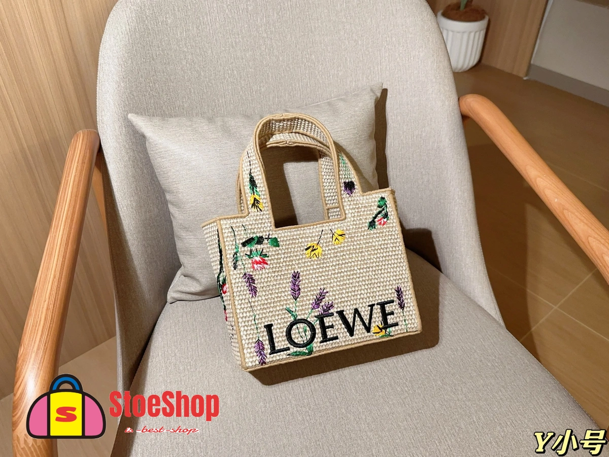 Loewe-羅意威 Font Tote 系列 自然色小號拉菲草斜挎包 2 Loewe-羅意威 Font Tote 系列 自然色小號拉菲草斜挎包