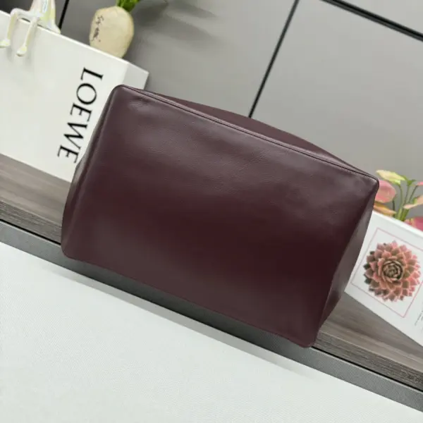 Loewe-羅意威 深酒紅紙紋牛皮革 Fold Shopper 購物袋