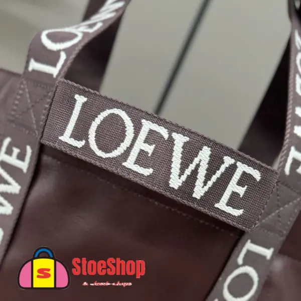 Loewe-羅意威 深酒紅紙紋牛皮革 Fold Shopper 購物袋