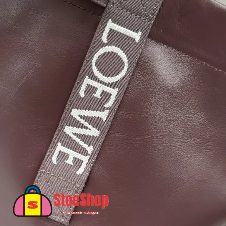 Loewe-羅意威 深酒紅紙紋牛皮革 Fold Shopper 購物袋