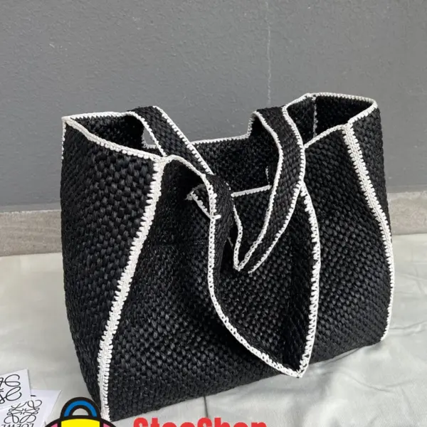 Loewe-羅意威 黑色大號酒椰纖維 Font Tote 斜挎包 12 Loewe-羅意威 黑色大號酒椰纖維 Font Tote 斜挎包