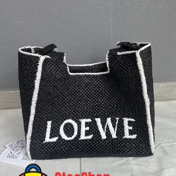 Loewe-羅意威 黑色大號酒椰纖維 Font Tote 斜挎包 15 Loewe-羅意威 黑色大號酒椰纖維 Font Tote 斜挎包