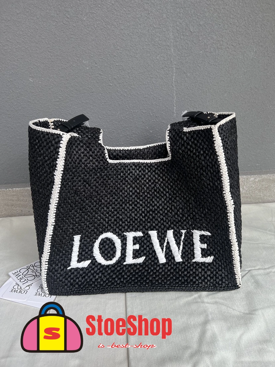 Loewe-羅意威 黑色大號酒椰纖維 Font Tote 斜挎包 7 Loewe-羅意威 黑色大號酒椰纖維 Font Tote 斜挎包