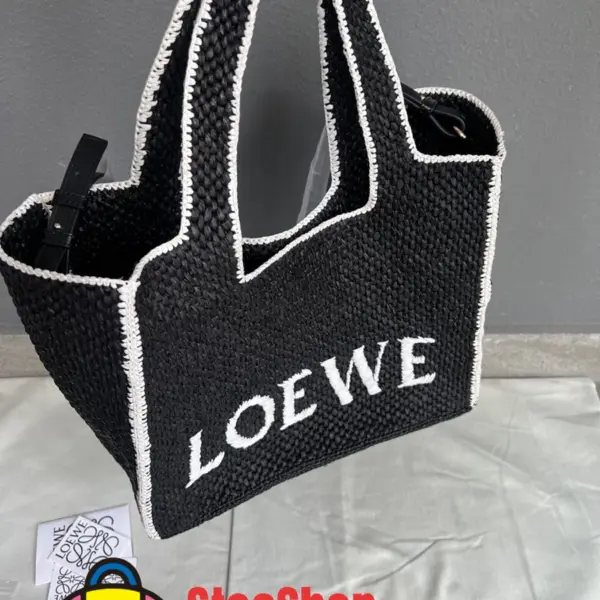 Loewe-羅意威 黑色大號酒椰纖維 Font Tote 斜挎包 16 Loewe-羅意威 黑色大號酒椰纖維 Font Tote 斜挎包