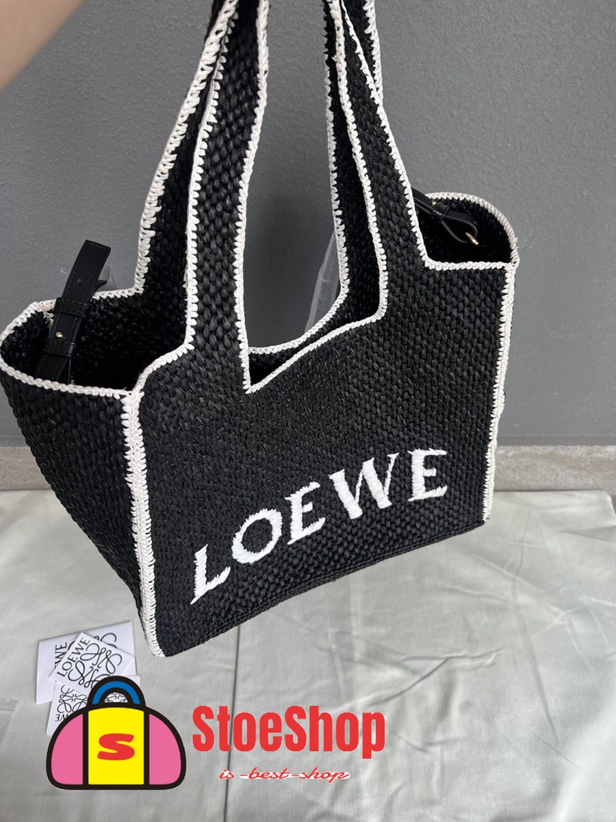 Loewe-羅意威 黑色大號酒椰纖維 Font Tote 斜挎包 8 Loewe-羅意威 黑色大號酒椰纖維 Font Tote 斜挎包