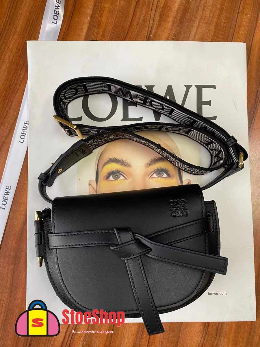 Loewe-羅意威 黑色迷你柔軟牛皮革提花 Gate Dual 斜挎包 2 Loewe-羅意威 黑色迷你柔軟牛皮革提花 Gate Dual 斜挎包