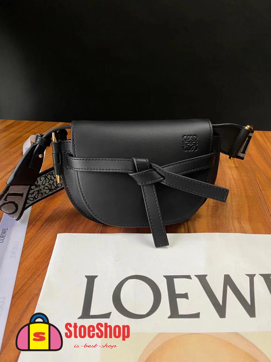 Loewe-羅意威 黑色迷你柔軟牛皮革提花 Gate Dual 斜挎包 3 Loewe-羅意威 黑色迷你柔軟牛皮革提花 Gate Dual 斜挎包