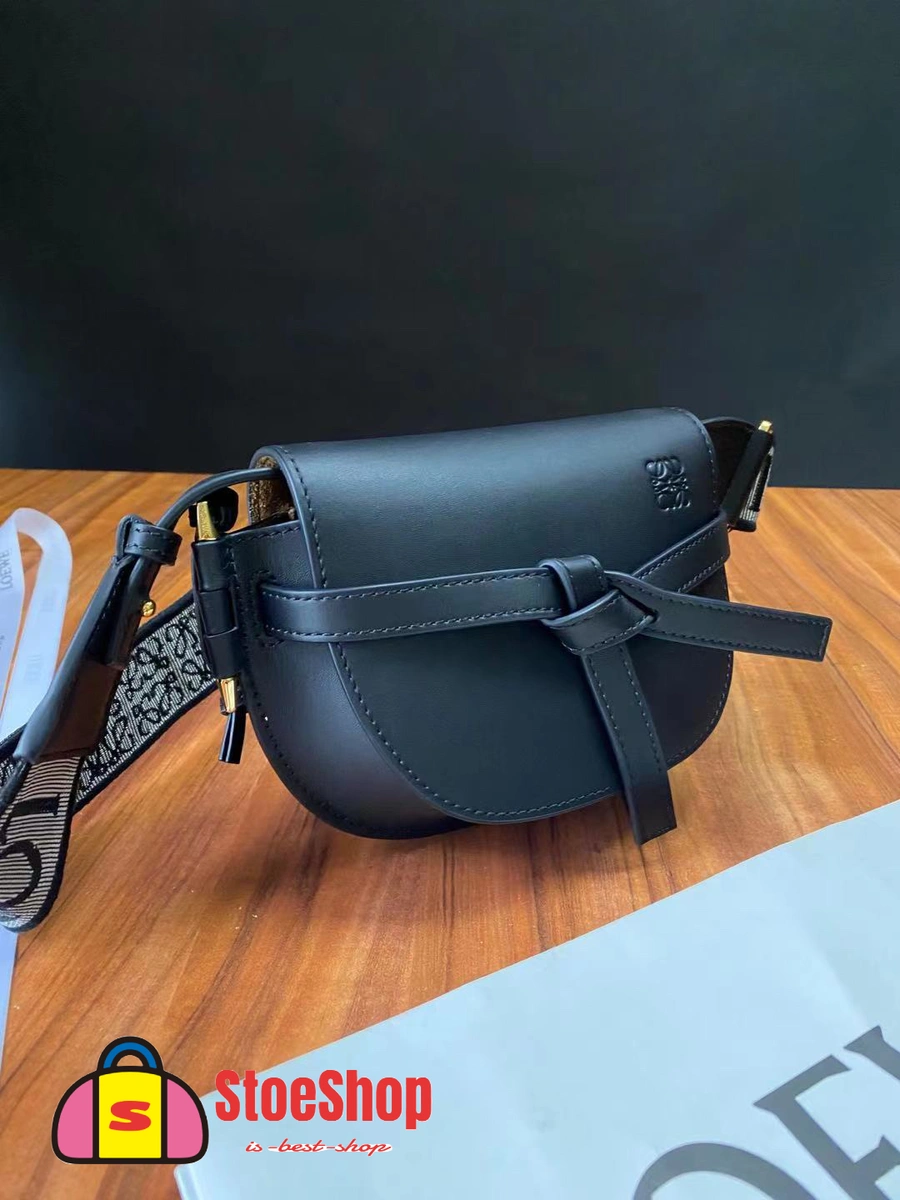 Loewe-羅意威 黑色迷你柔軟牛皮革提花 Gate Dual 斜挎包 4 Loewe-羅意威 黑色迷你柔軟牛皮革提花 Gate Dual 斜挎包
