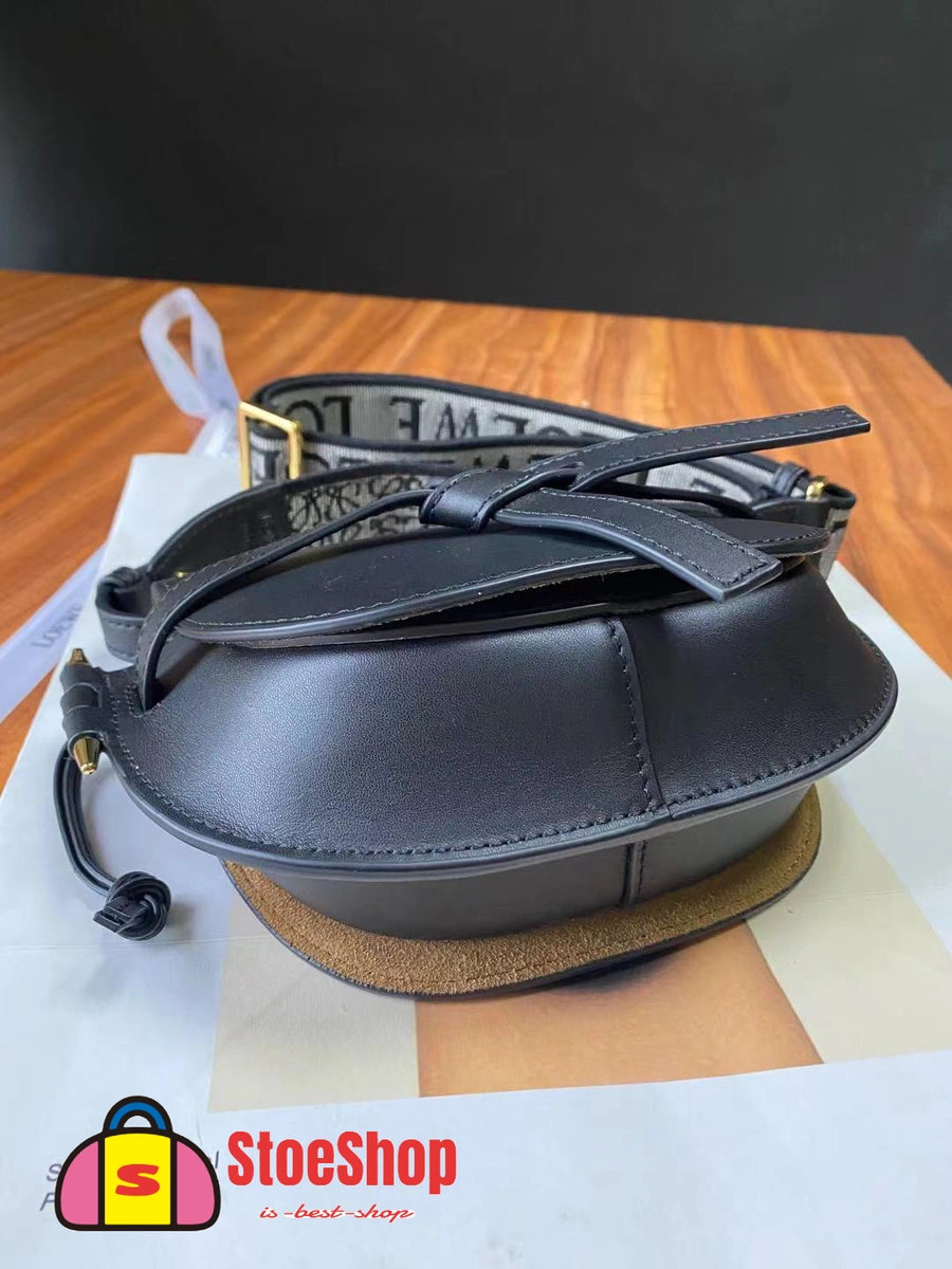 Loewe-羅意威 黑色迷你柔軟牛皮革提花 Gate Dual 斜挎包 5 Loewe-羅意威 黑色迷你柔軟牛皮革提花 Gate Dual 斜挎包