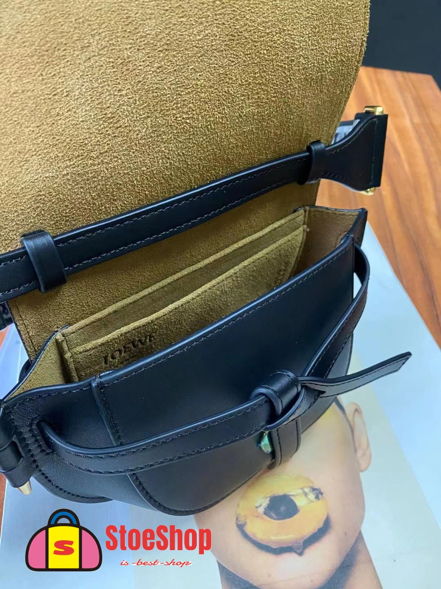 Loewe-羅意威 黑色迷你柔軟牛皮革提花 Gate Dual 斜挎包 7 Loewe-羅意威 黑色迷你柔軟牛皮革提花 Gate Dual 斜挎包