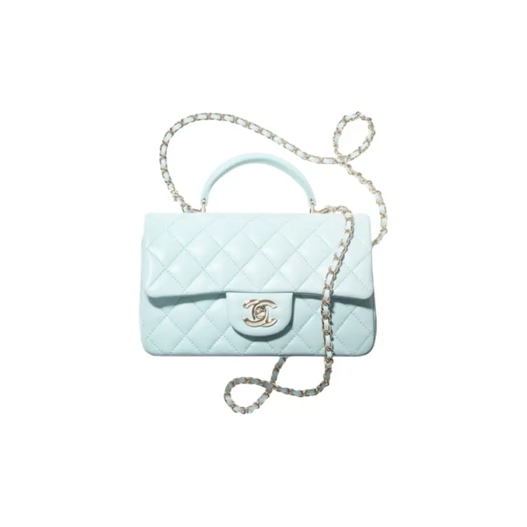高仿香奈兒/Chanel 25S Classic Flap提柄款淺藍色小包