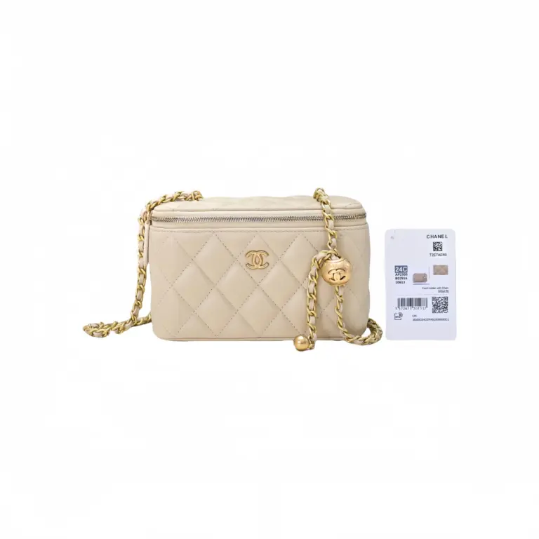 高仿香奈兒/Chanel 24C 絎縫鏈條小方包 米色