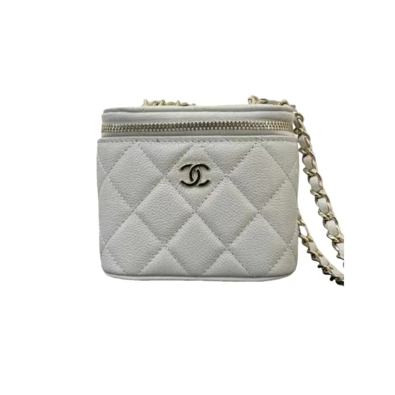 高仿香奈兒/Chanel Wallet on Chain 淺灰色迷你菱格紋鏈條零錢包