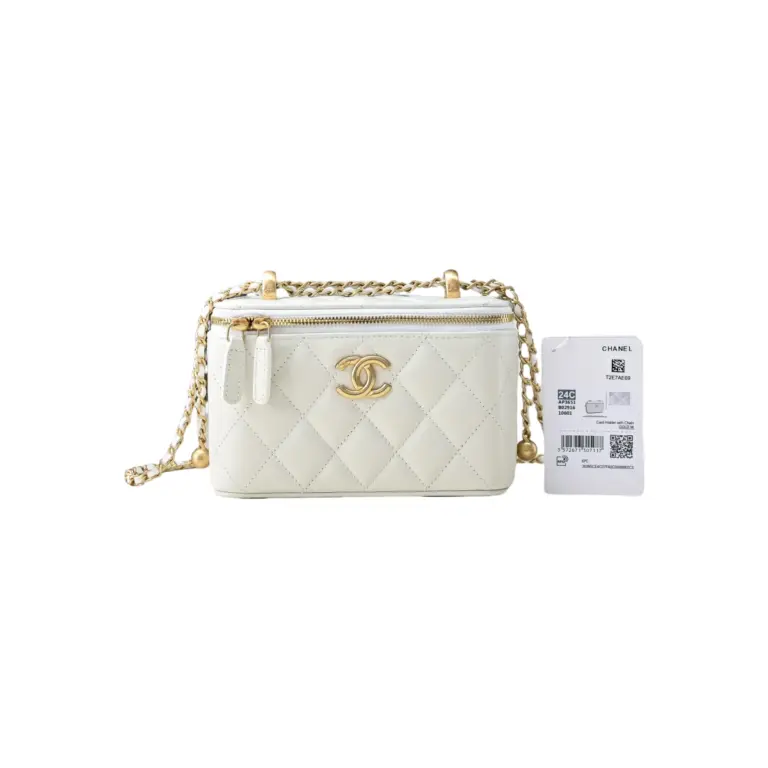 高仿香奈兒/Chanel Vanity Case 白色方形鏈條小箱子包