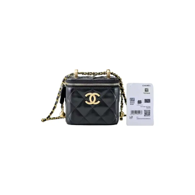 高仿香奈兒/Chanel Vanity Case Mini Vanity with Chain 黑色迷你帶鏈化妝包