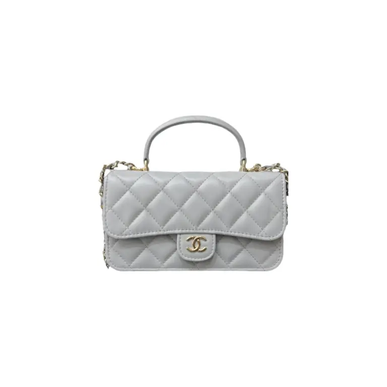 高仿香奈兒/Chanel Classic Flap系列 Mini帶手柄淺灰色
