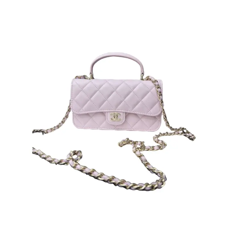 高仿香奈兒/Chanel 經典flap系列Mini Classic Flap帶手柄粉色小包