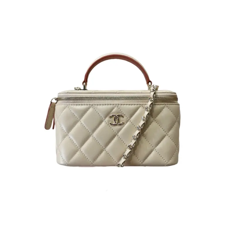 高仿香奈兒/Chanel  Vanity Case 米白色 化妝包/首飾盒包